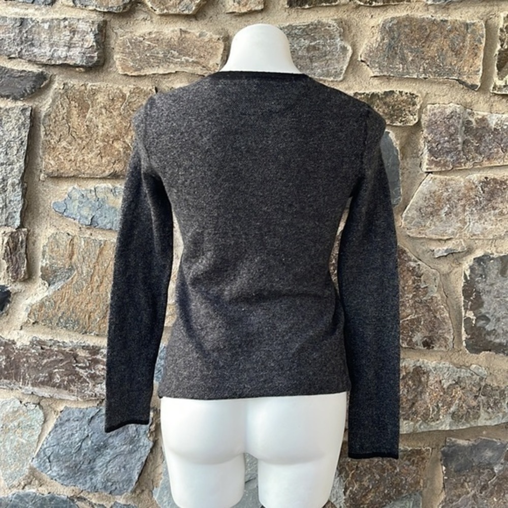 Vince Wool Henley Long Sleeve Top in Heathered Charcoal Gray & Black Size Small - Picture 4 of 6